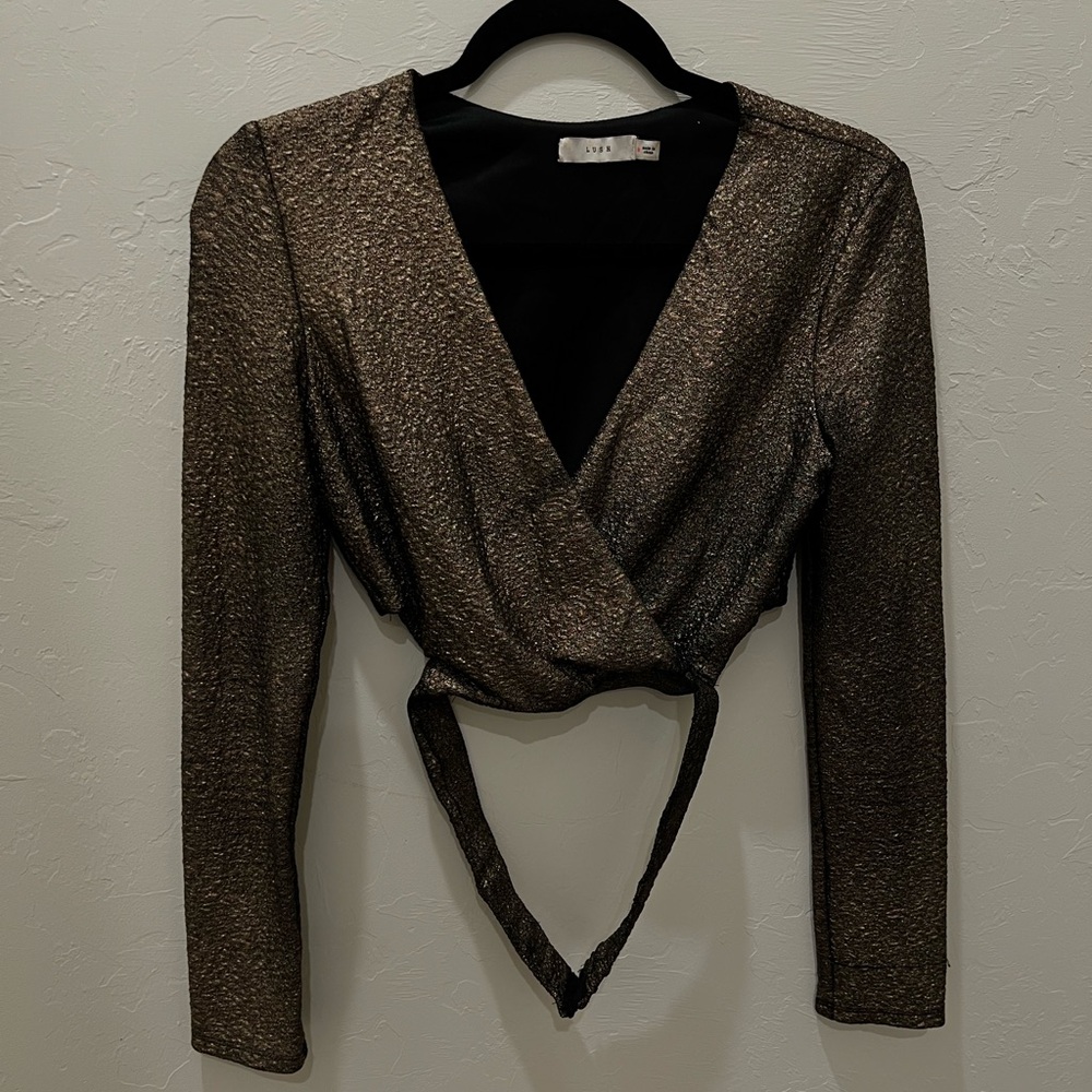 Lush Shimmering Bronze Wrap Blouse